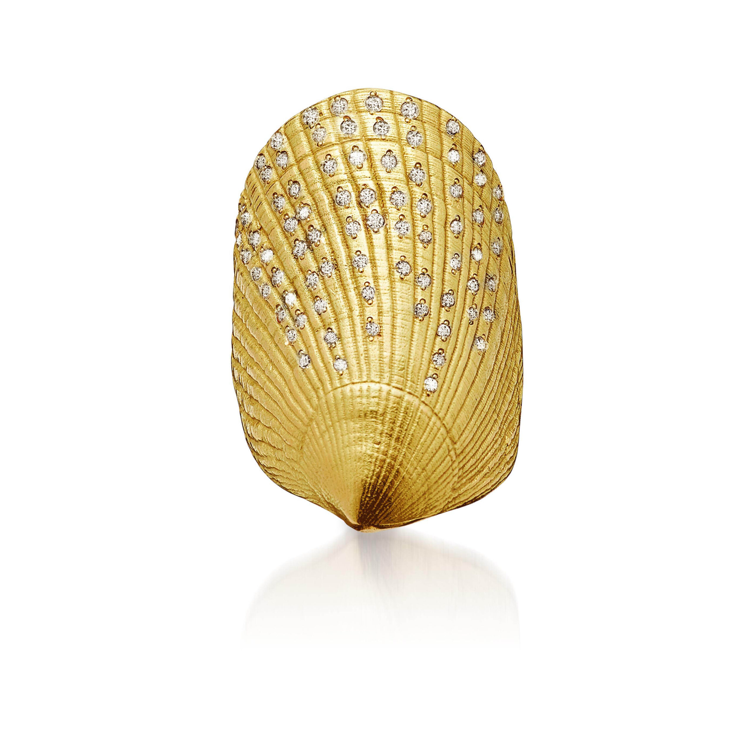 Seashell Ring with Diamonds